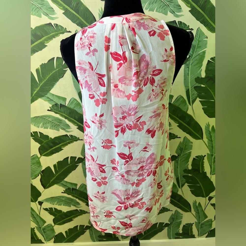 Joie Aruna Floral Sleeveless Silk Blouse Tank Top White Pink‎ Womens Small NWT - Picture 7 of 10